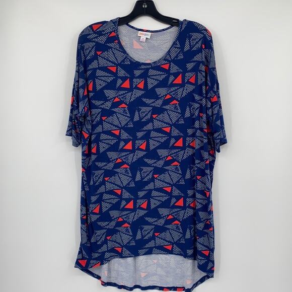 Lularoe Women's Blue & Orange Short Sleeve Top Size Medium - Picture 1 of 9